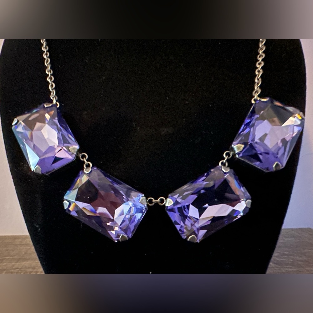 Touchstone Crystal purple crystal ruthenium plated necklace.